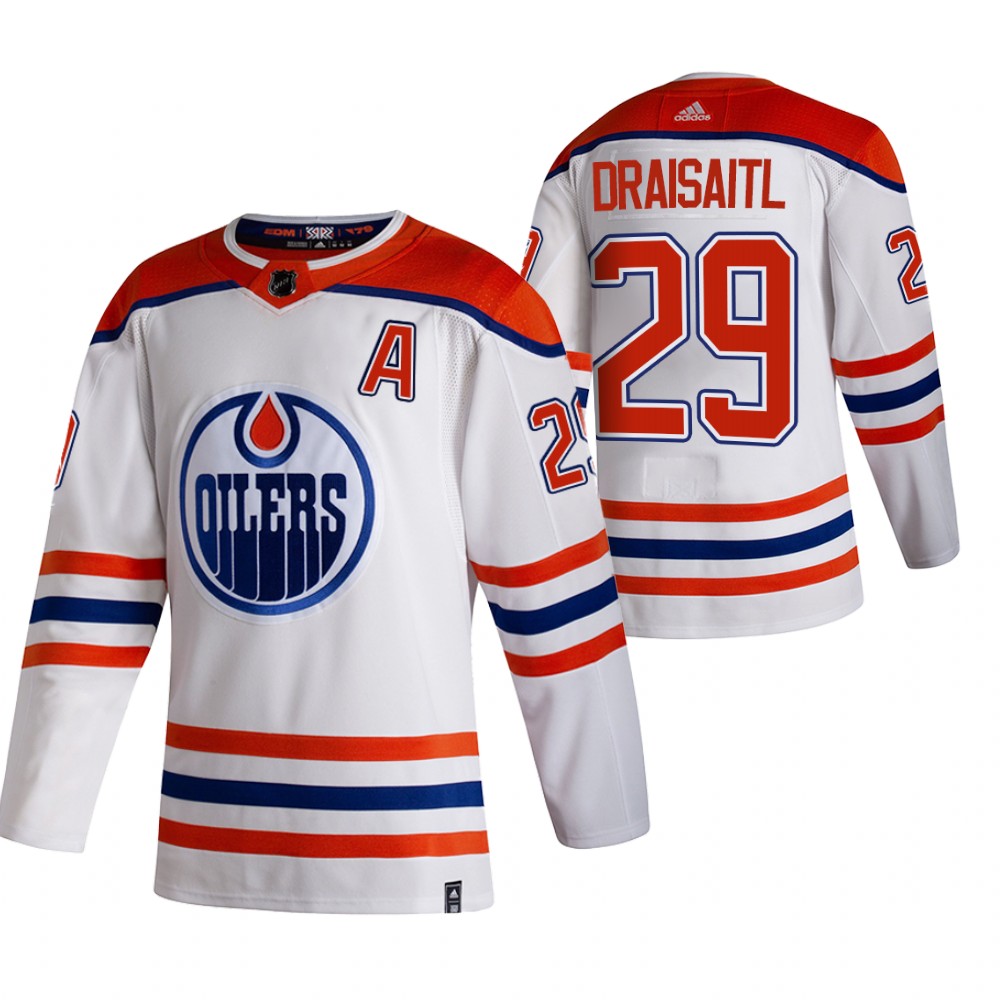 2021 Adidias Edmonton Oilers 29 Leon Draisaitl White Men Reverse Retro Alternate NHL Jersey